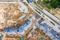 Construction of high-rise apartment building in new residential area. aerial photo Royalty Free Stock Photo