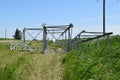 Construction of a high-voltage power line.