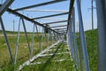 Construction of a high-voltage power line.