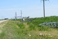 Construction of a high-voltage power line.