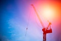Construction hoisting cranes silhouette Royalty Free Stock Photo