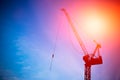 Construction hoisting cranes silhouette