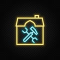 construction, home, renovation neon icon. Blue and yellow neon vector icon Royalty Free Stock Photo