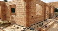 Construction of a house built from profiled timber Royalty Free Stock Photo