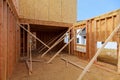 wood framework of new residential home under construction Royalty Free Stock Photo