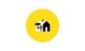 Construction house icon. Home repair logo design. Reconstruction rebuild combination. Architecture, renovation building