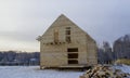Construction of a house from profiled timber Royalty Free Stock Photo