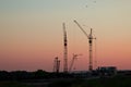 Construction of the house at sunset Royalty Free Stock Photo