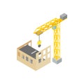 Construction of house with tower crane icon Royalty Free Stock Photo
