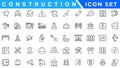 construction icon element set. Containing crane, building, land, excavator, maintenance, contractor, worker, architecture and more Royalty Free Stock Photo