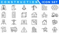 construction icon element set. Containing crane, building, land, excavator, maintenance, contractor, worker, architecture and more Royalty Free Stock Photo