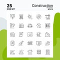 25 Construction Icon Set. 100% Editable EPS 10 Files. Business Logo Concept Ideas Line icon design Royalty Free Stock Photo