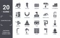 construction icon set. include creative elements as air compressor, little snowplow, derrick with tong, tipper, progress, three