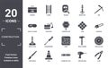 construction icon set. include creative elements as toolbox, hoe, tiles, print, cone, bump cutter filled icons can be used for web Royalty Free Stock Photo