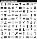 100 construction icon set, simple style Royalty Free Stock Photo