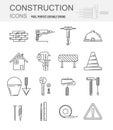 Construction icon set. Vector industrial builder sign collection