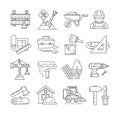 Construction icons or building thin line signs vector