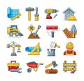 Construction icons or home repair tools signs in flat outline style Royalty Free Stock Photo