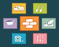 Construction icons set on flat design Royalty Free Stock Photo