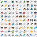 100 construction icons set, isometric 3d style Royalty Free Stock Photo