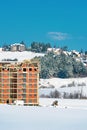 Construction industry apartment and housing development at Zlatibor in winter season under snow
