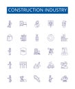 Construction industry line icons signs set. Design collection of Build, Architecture, Engineering, Contracting