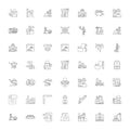 Construction industry linear icons, signs, symbols vector line illustration set Royalty Free Stock Photo