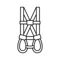 A full body harness line icon. Personal protection equipment. Height worker safety gear. Royalty Free Stock Photo