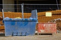 Construction industry site dump containers