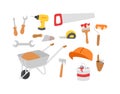 Construction instruments tools vector set.