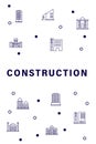 Construction integrated thin line symbols. Modern linear style vector concept, with connected flat design icon. Abstract