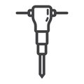 Construction jackhammer line icon, build repair Royalty Free Stock Photo