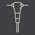 Construction jackhammer line icon, build repair Royalty Free Stock Photo