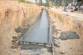 The construction of a large concrete culvert Royalty Free Stock Photo