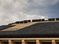 Construction, laying ceramic tile roof Royalty Free Stock Photo
