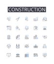 Construction line icons collection. Spacious, Cozy, Modern, Convenient, Affordable, Luxurious, Stylish vector and linear
