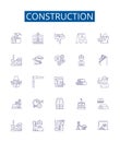 Construction line icons signs set. Design collection of Build, Construct, Constructing, Erect, Fabricate, Framework