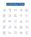 Construction line icons signs set. Design collection of Build, Construct, Constructing, Erect, Fabricate, Framework