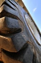 Construction loader tyre in wide view angle Royalty Free Stock Photo