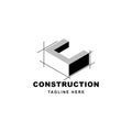 Construction logo design with letter C shape icon. Royalty Free Stock Photo
