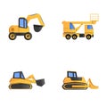 Construction machine icons set cartoon vector. Construction work