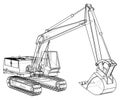 Construction Machine Vehicle. Excavator. EPS10 format. Vector created of 3d. Royalty Free Stock Photo