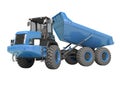 Construction machinery blue dump truck unloads from the trailer 3d rendering on white background no shadow Royalty Free Stock Photo