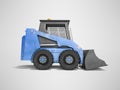 Construction machinery blue mini loader side view 3d render on gray background with shadow Royalty Free Stock Photo