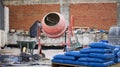 Construction site machinery for interior patio Royalty Free Stock Photo