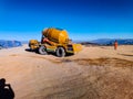 Construction machinery and concrete works in mining Royalty Free Stock Photo