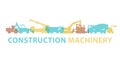 Construction machinery icon symbol. Ground works sign. Machines vehicles brand.