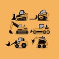Construction machinery icons vector set Royalty Free Stock Photo