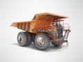 Construction machinery orange mining truck isolated 3D render on gray background with shadow