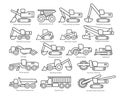 Construction machinery set of icons Royalty Free Stock Photo